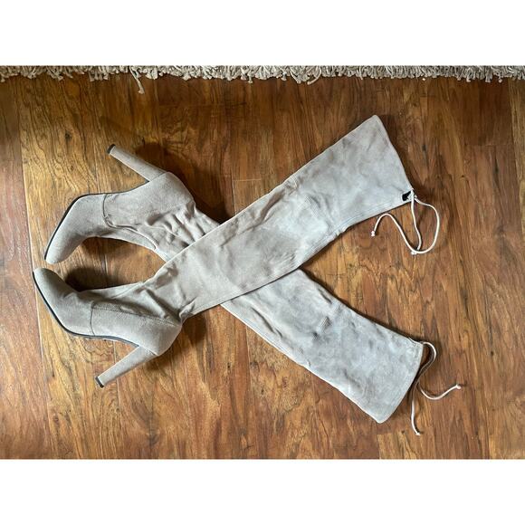 STUART WEITZMAN Taupe Suede OTK Boot Over the Knee SEXY Size 9 Heels / Shoes - Picture 4 of 4